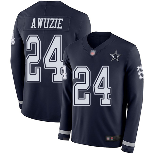 Men Dallas Cowboys Limited Navy Blue Chidobe Awuzie #24 Therma Long Sleeve NFL Jersey
